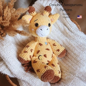 Giraffe Crochet amigurumi pattern crochet safari animals knit stuffed animal beginner crochet PDF English pattern