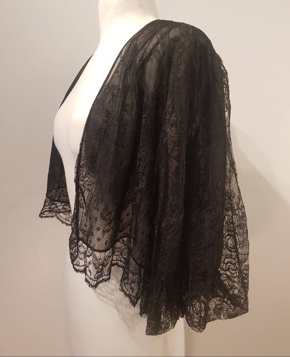 Amazing 1920s /1930s black Lace Silk Georgette pu
