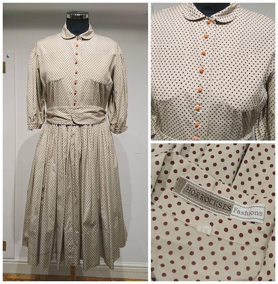 Vintage 50's Horrockses Polka Dot Dress UK Size 8-