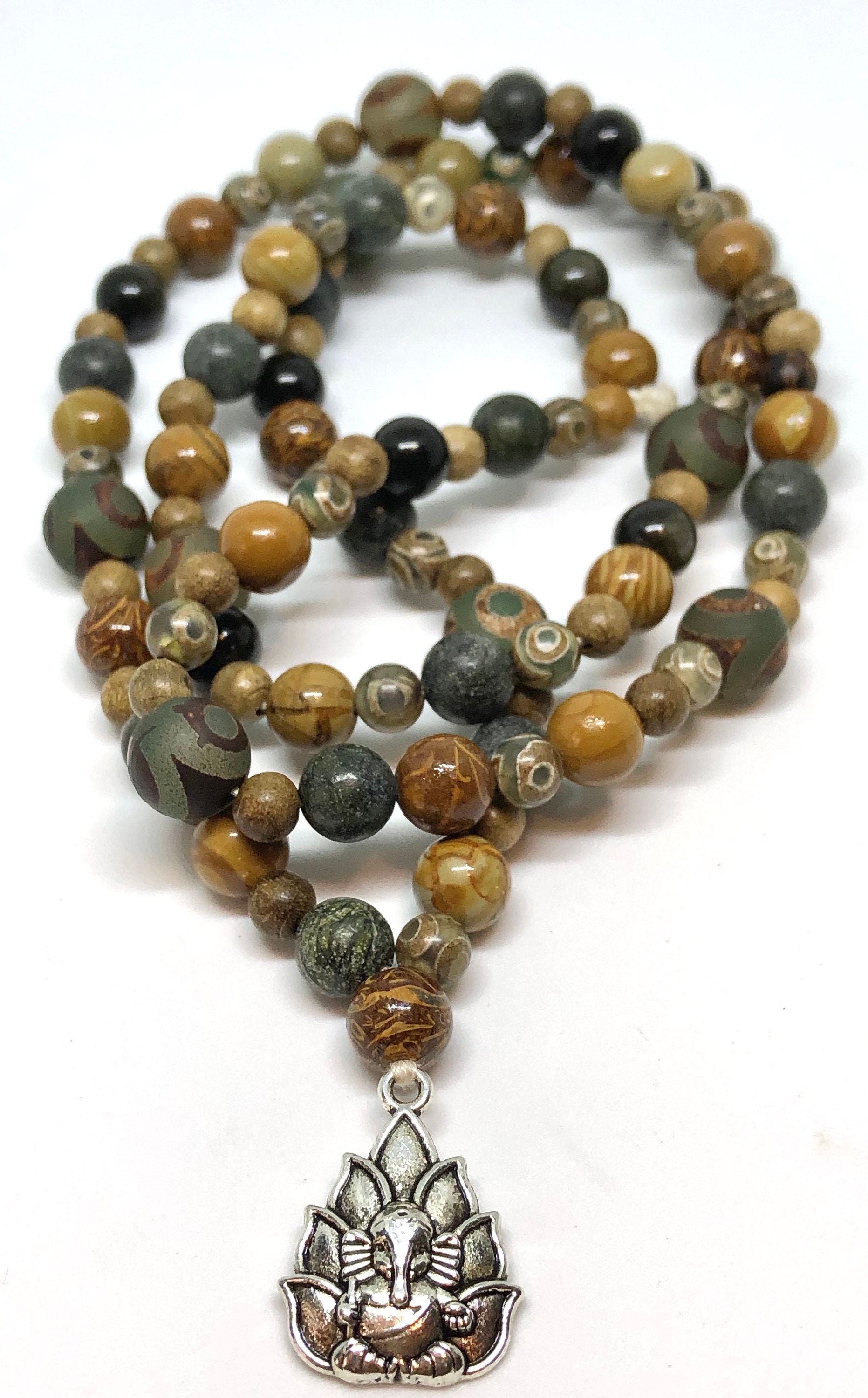 Mala 108 Bead Necklace with Ganesh Pendant
