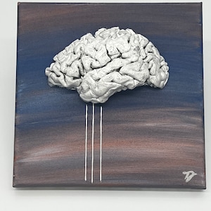 Drukowany w 3D mózg z zatopionym pniem, płótno artystyczne 8x8