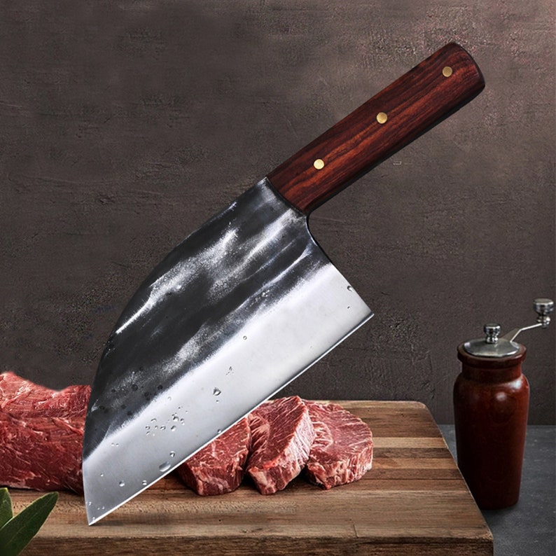 Full tang chef knife handmade high carbon clad steel Etsy