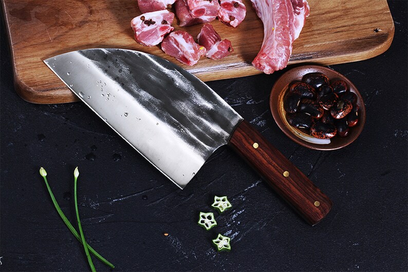 Full tang chef knife handmade high carbon clad steel Etsy