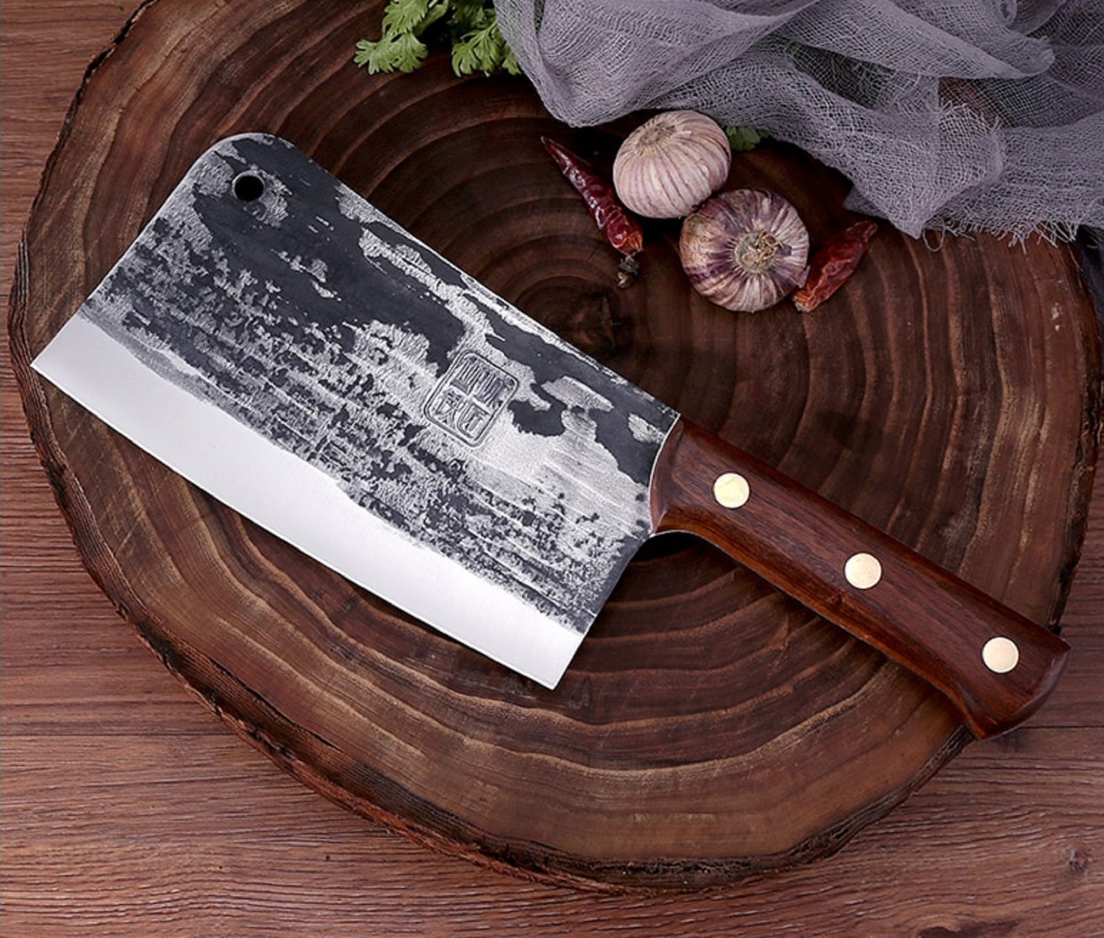 Cuchillo de carnicero de acero al carbono forjado chopper de | Etsy