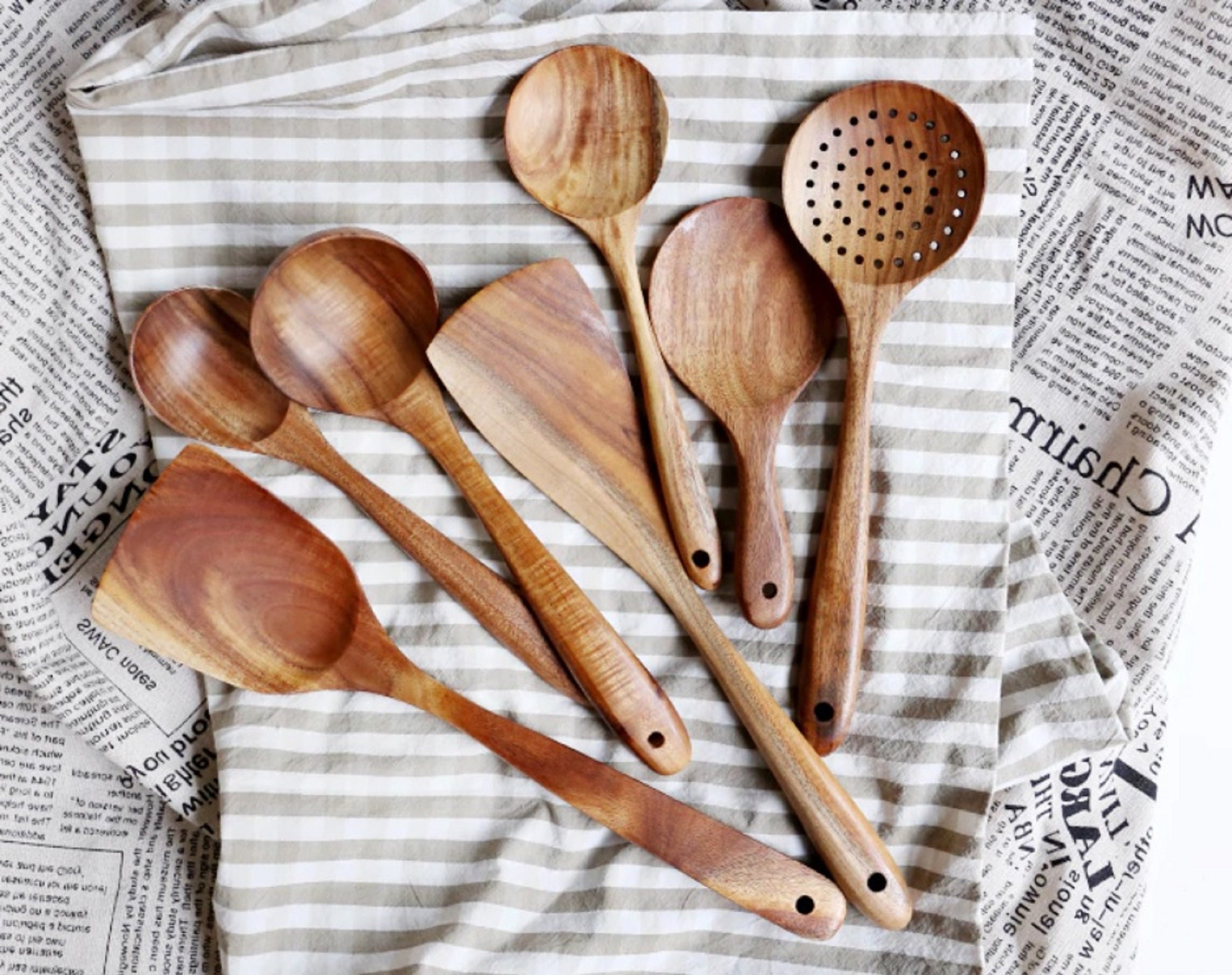 Natural Wood Cookware Kitchen Tool Set Wife Gift Etsy