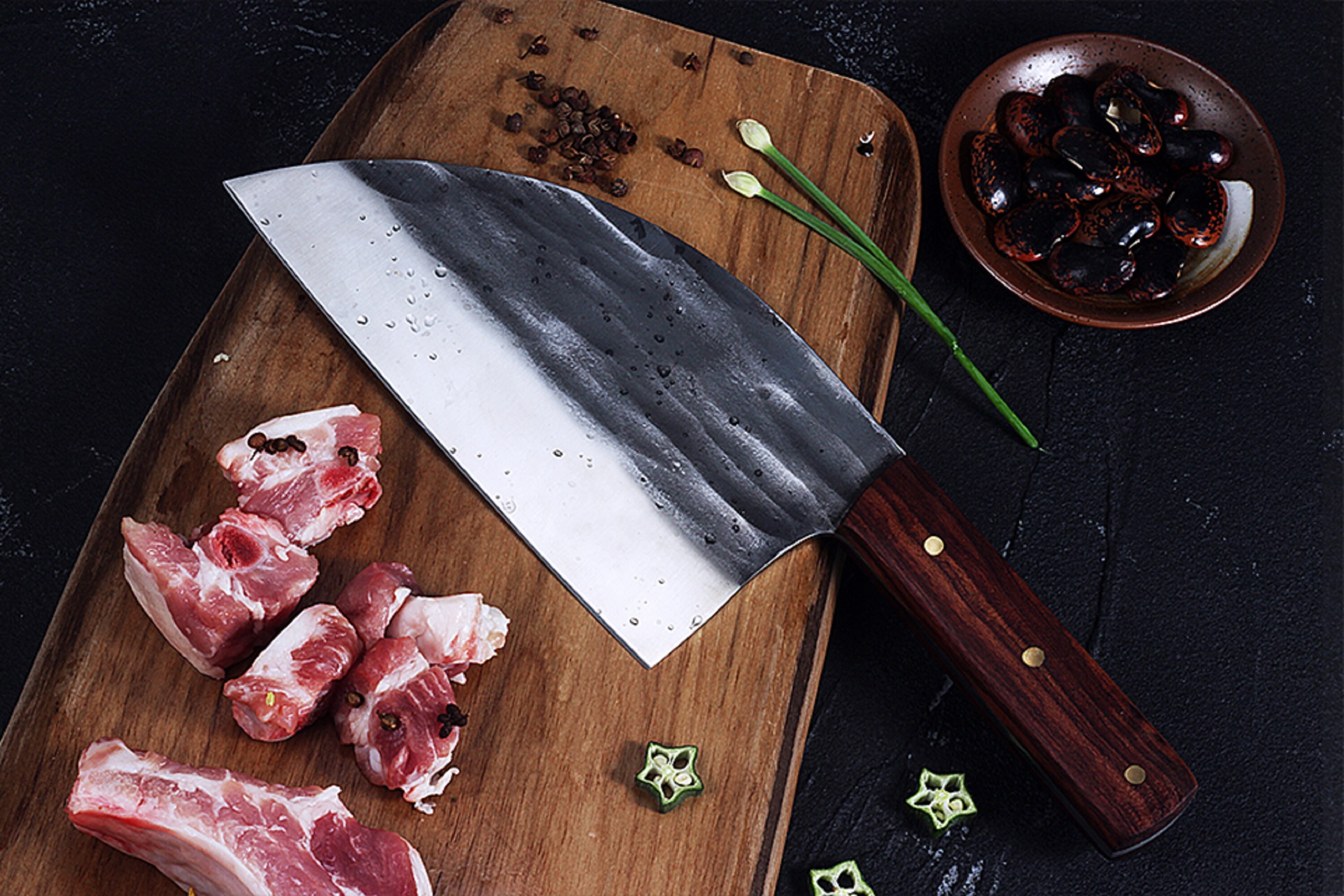 Full tang chef knife handmade high carbon clad steel Etsy