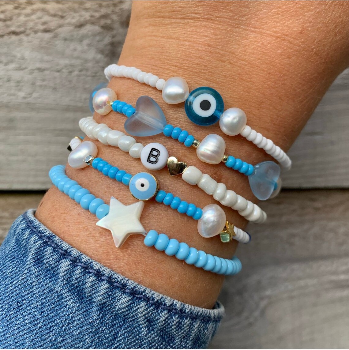 Evil eye pearl bracelet Clearance