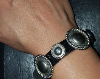 Black Leather Stud bracelet