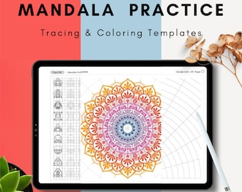 Mandala Tracing and Coloring Templates PDF Bundle (Digital Download)