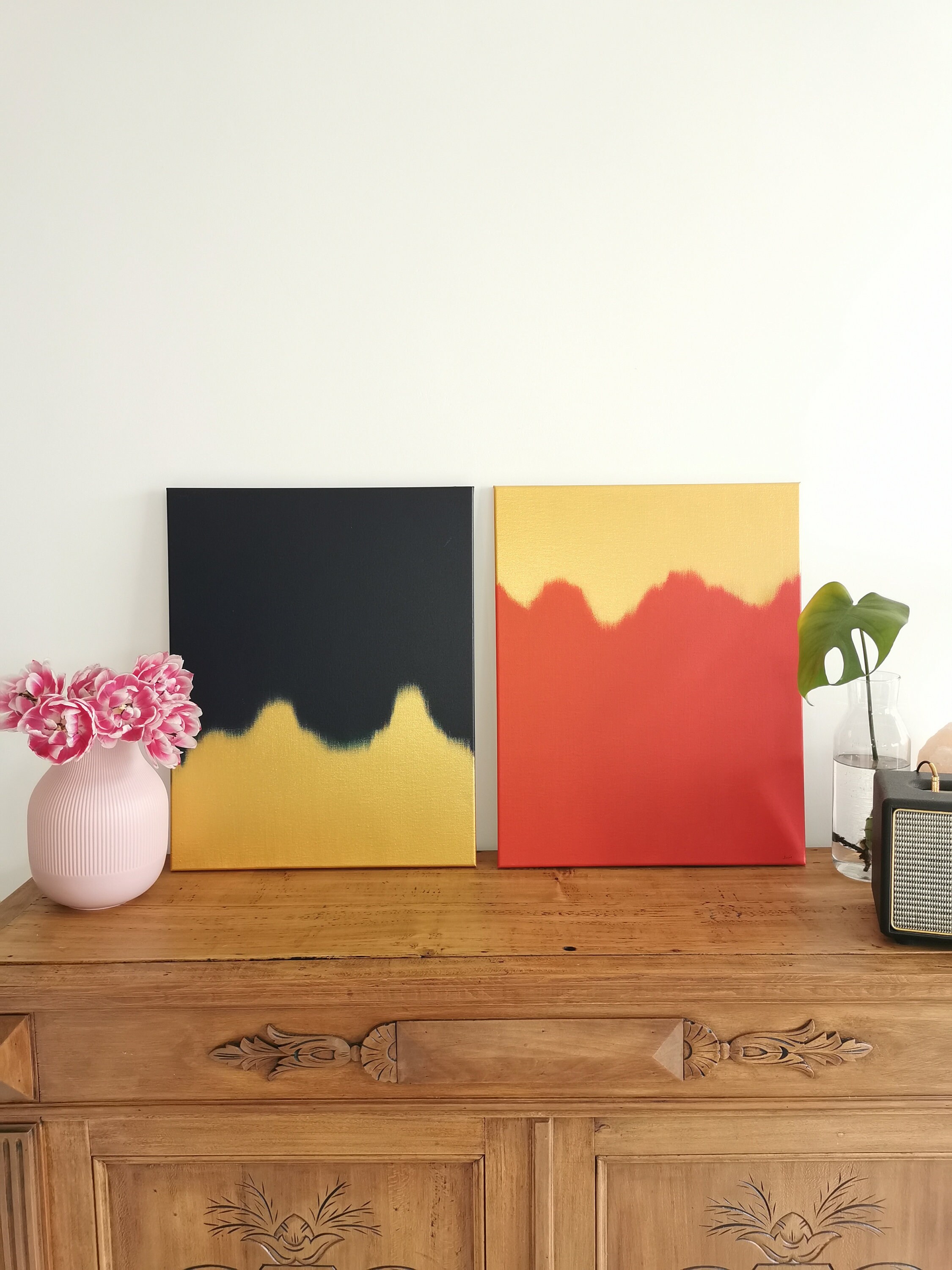 duo De Tableaux Dorés