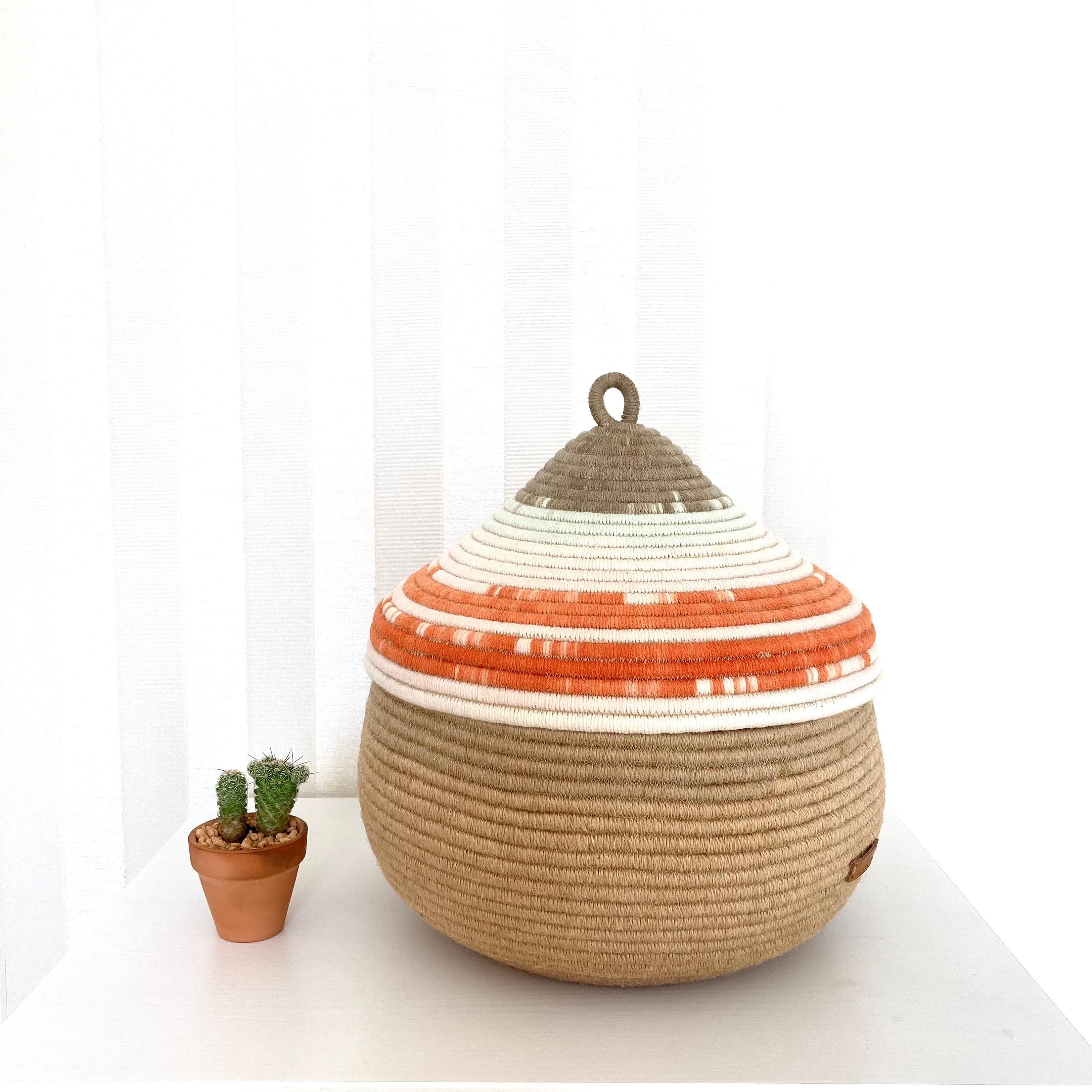 Cesta acogedora Cesta de cuerda de algodón con tapa | Etsy