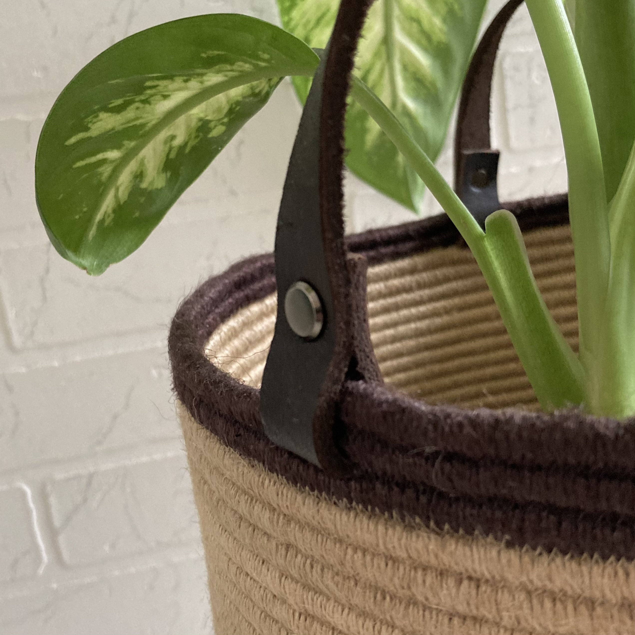 Jute basket with handle Floor plant basket Housewarming gift Etsy