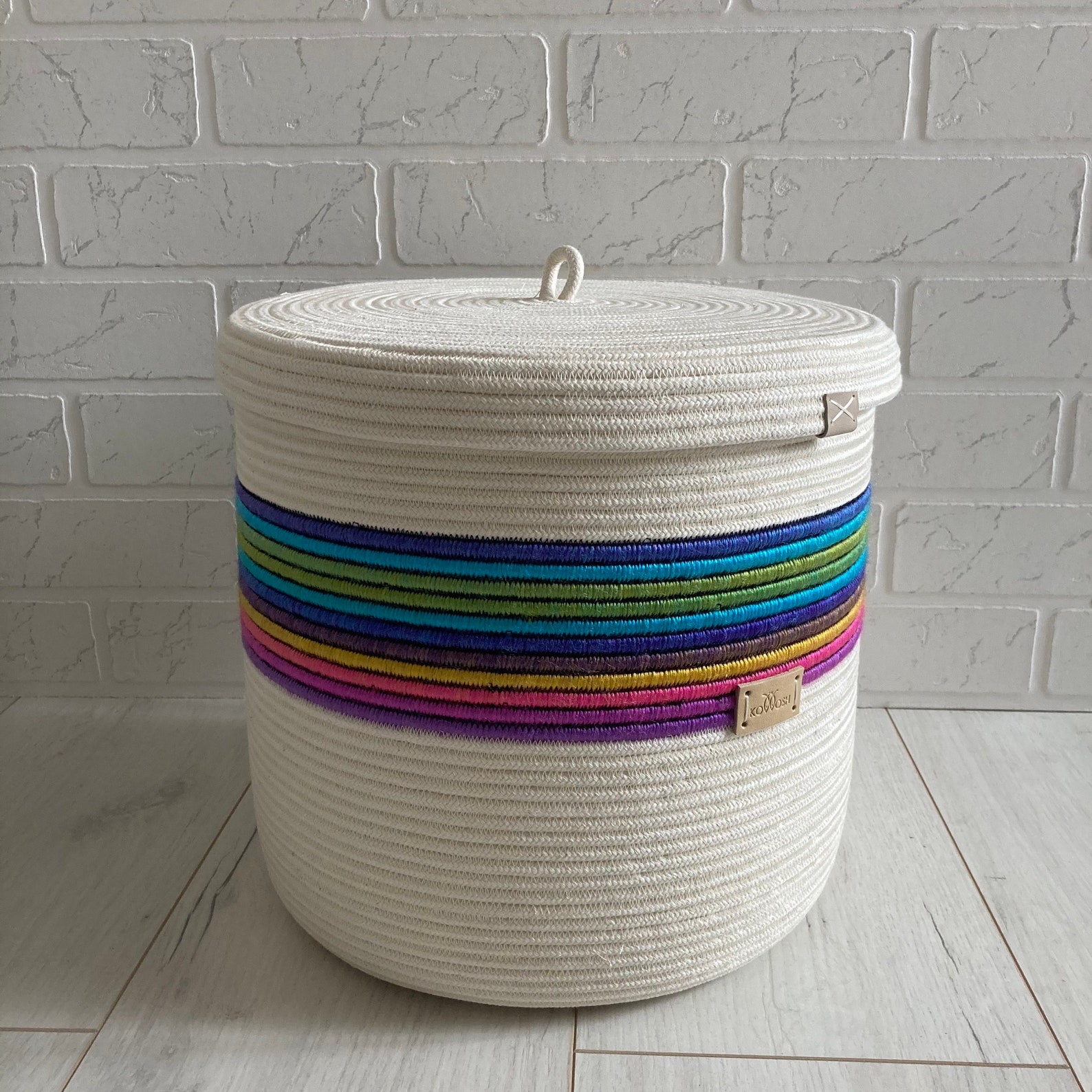 Kids laundry basket Rainbow playroom storage Etsy