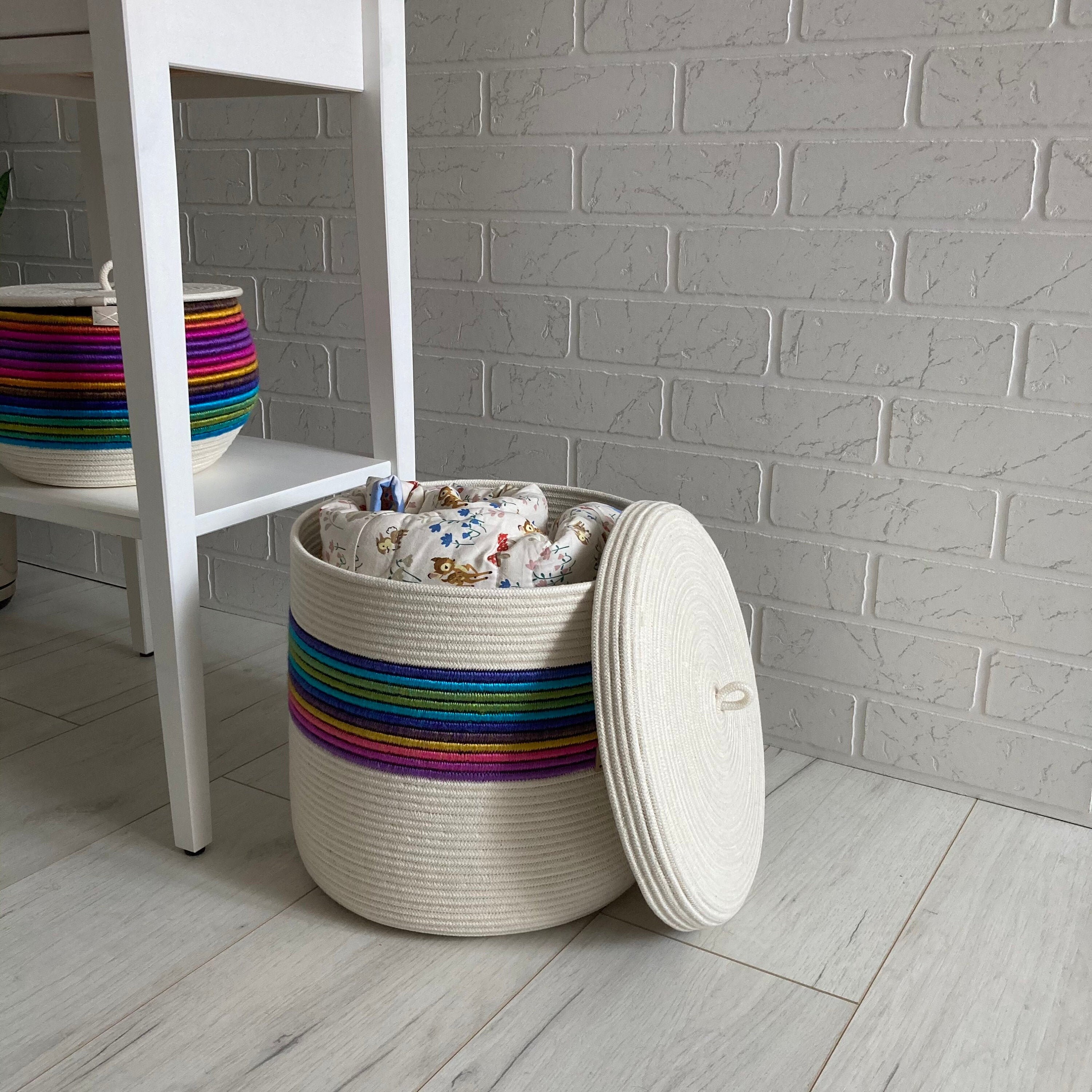 Kids laundry basket Rainbow playroom storage Etsy