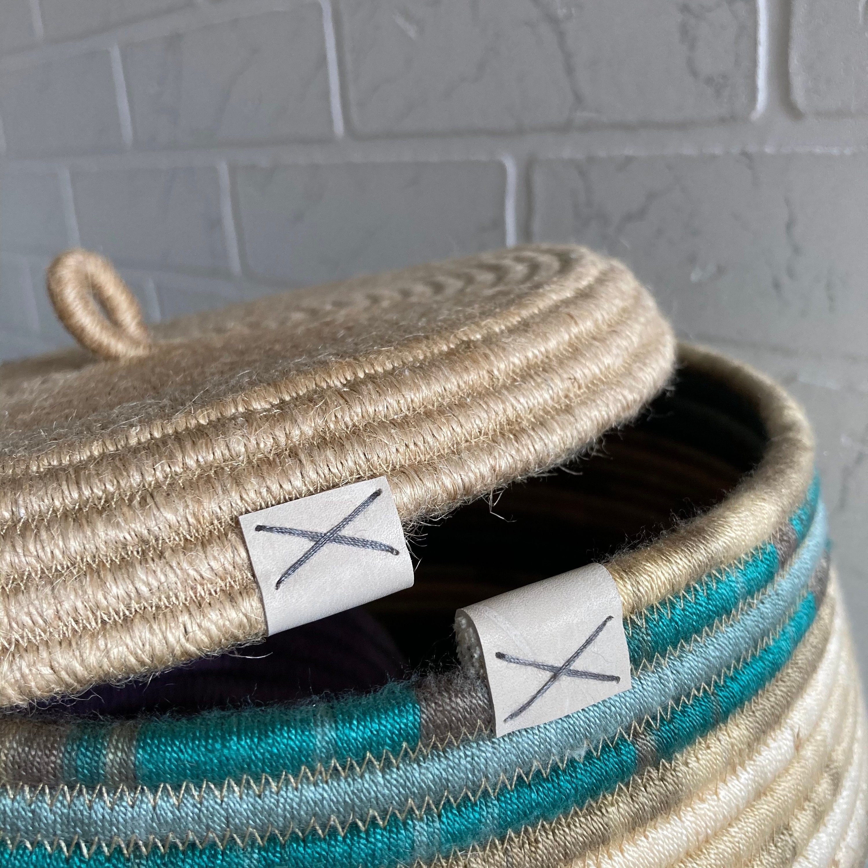 Cotton rope basket with lid Housewarming gift Etsy