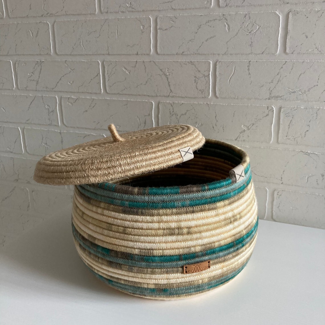 Cotton rope basket with lid Housewarming gift Etsy