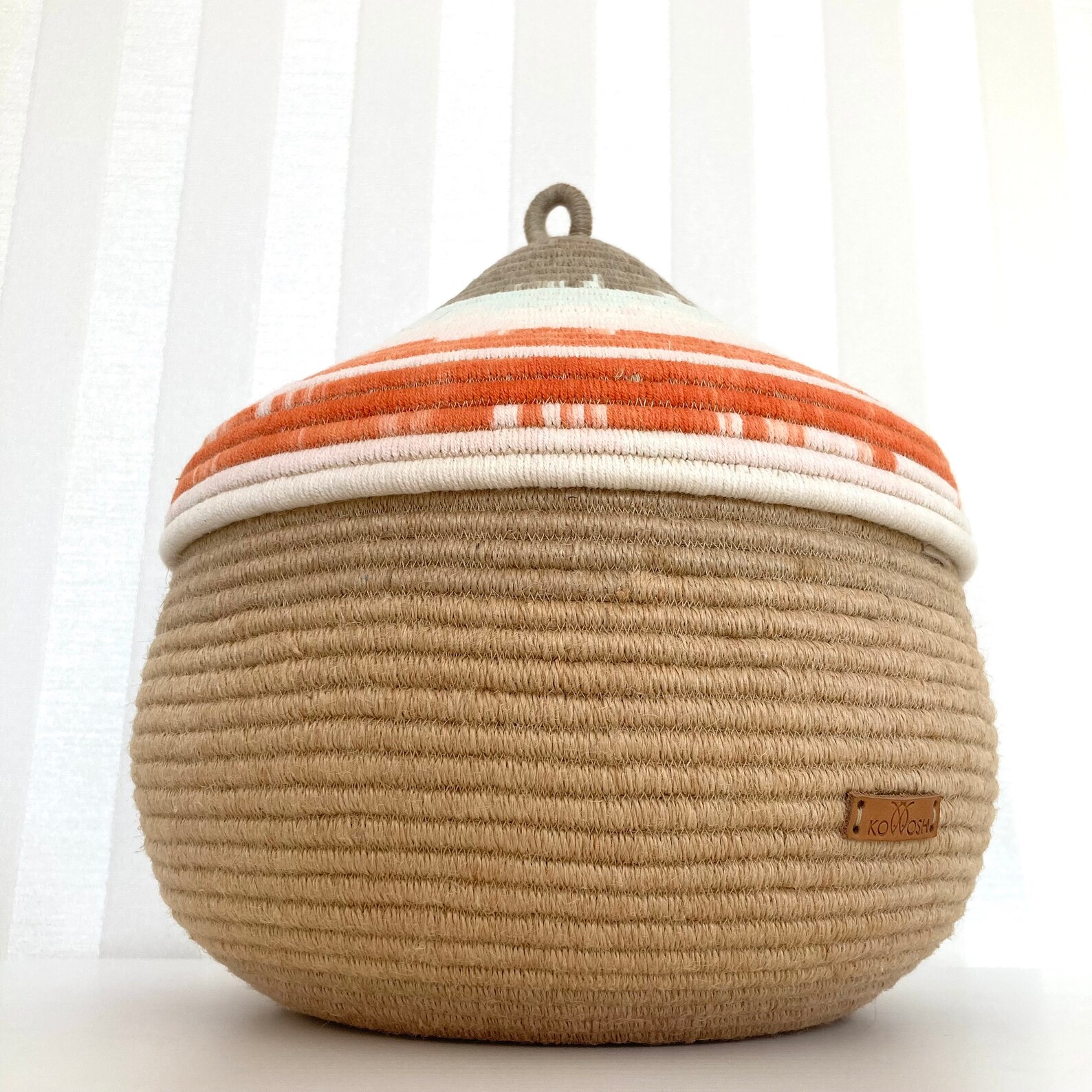 Cozy basket Cotton rope basket with lid Etsy