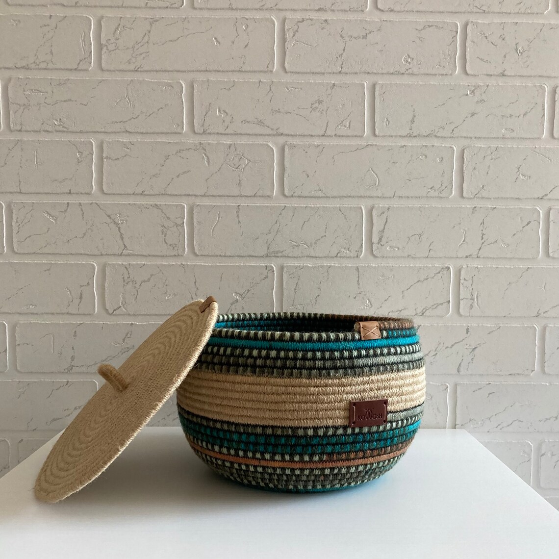 Cotton rope basket with lid Housewarming gift Etsy