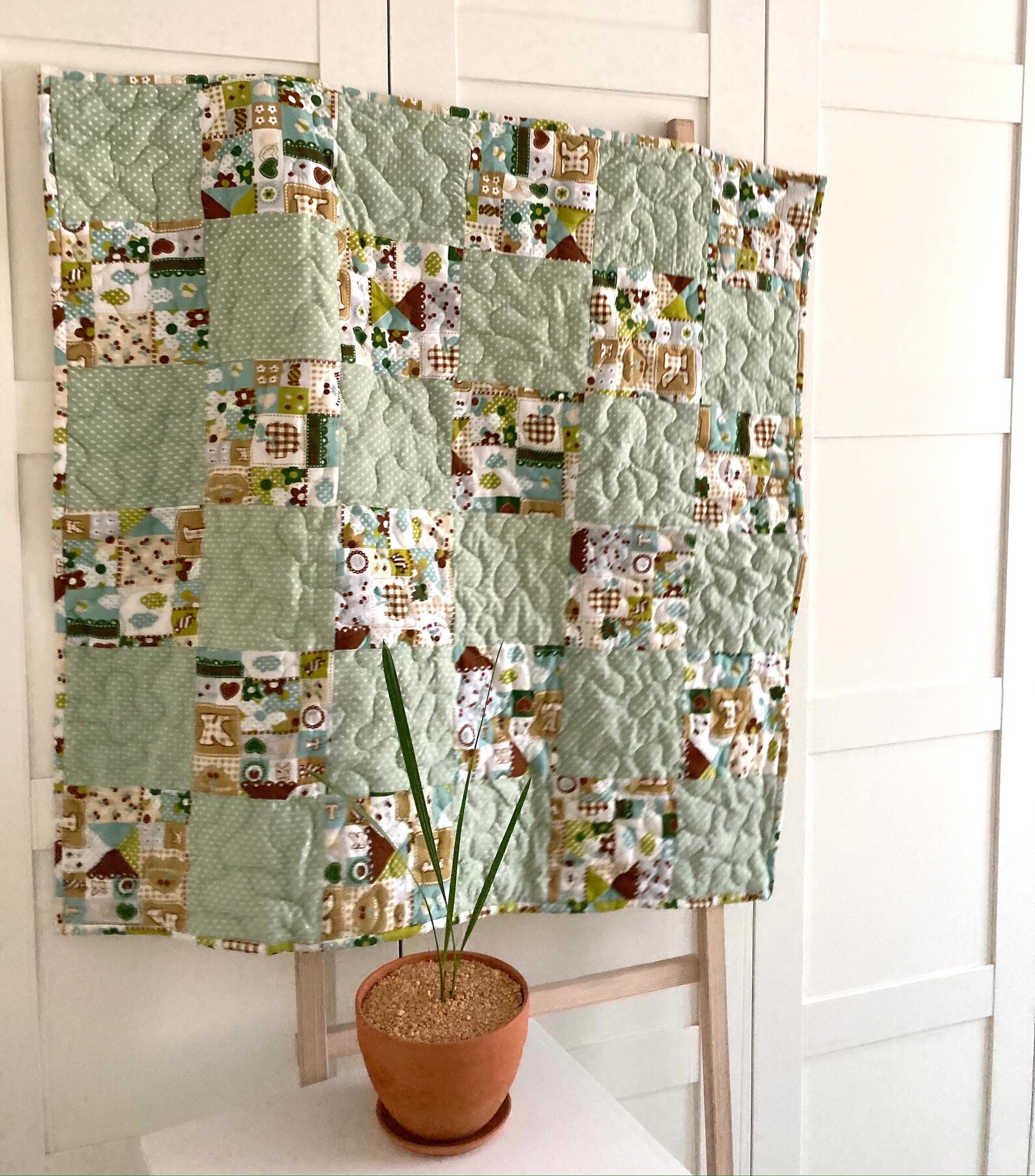Baby quilt Olive green blanket Moss green blanket Etsy