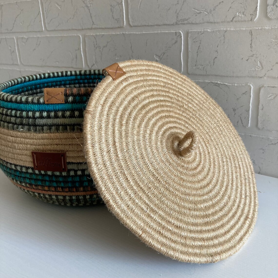 Cotton rope basket with lid Housewarming gift Etsy
