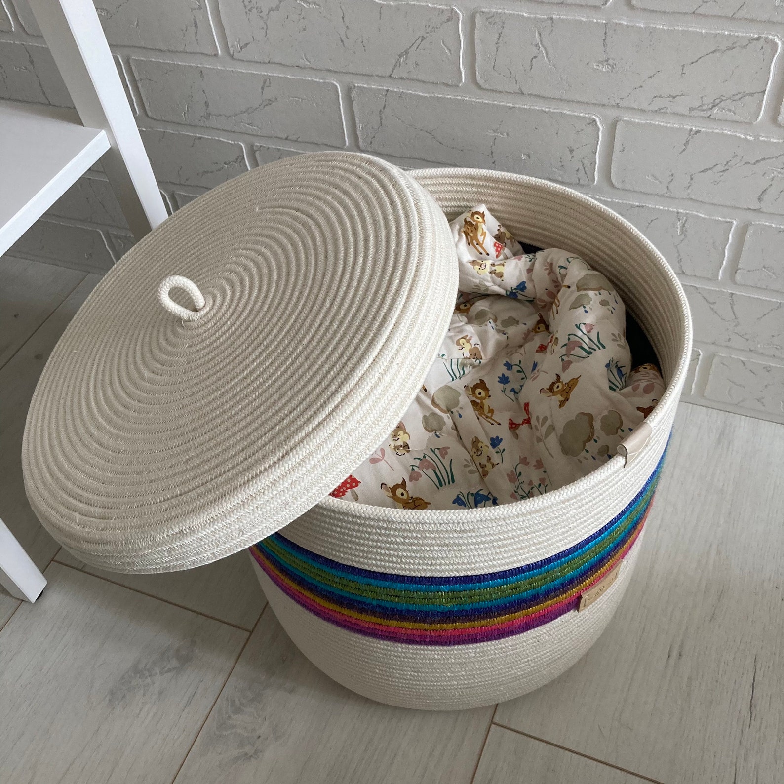 Kids laundry basket Rainbow playroom storage Etsy