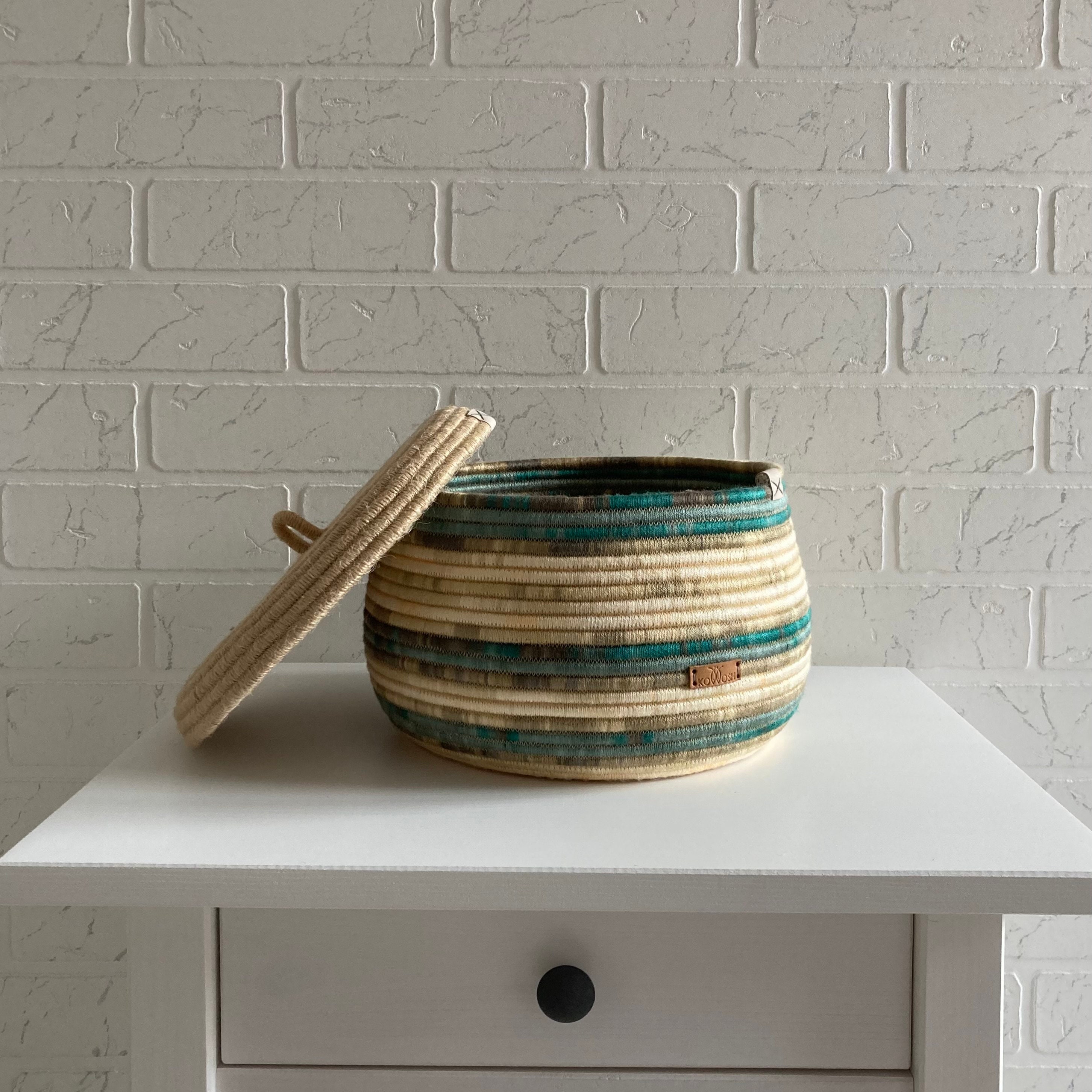 Cotton rope basket with lid Housewarming gift Etsy