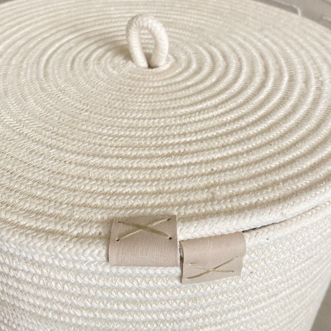 White rope basket with lid Cozy home Etsy