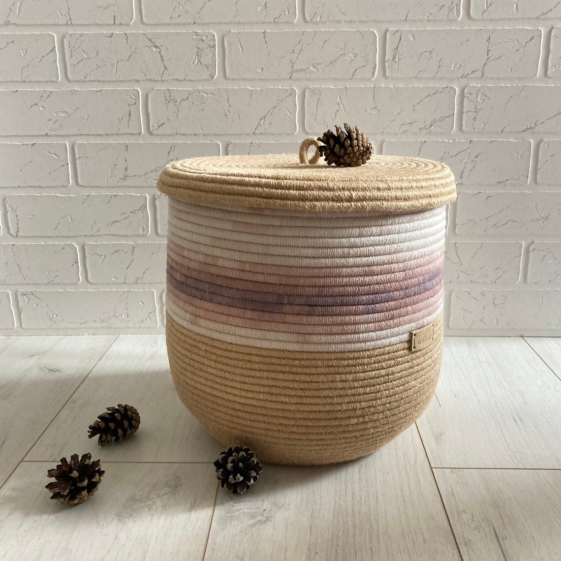 Large Rope Basket With Lid Housewarming Gift Cozy Basket Etsy