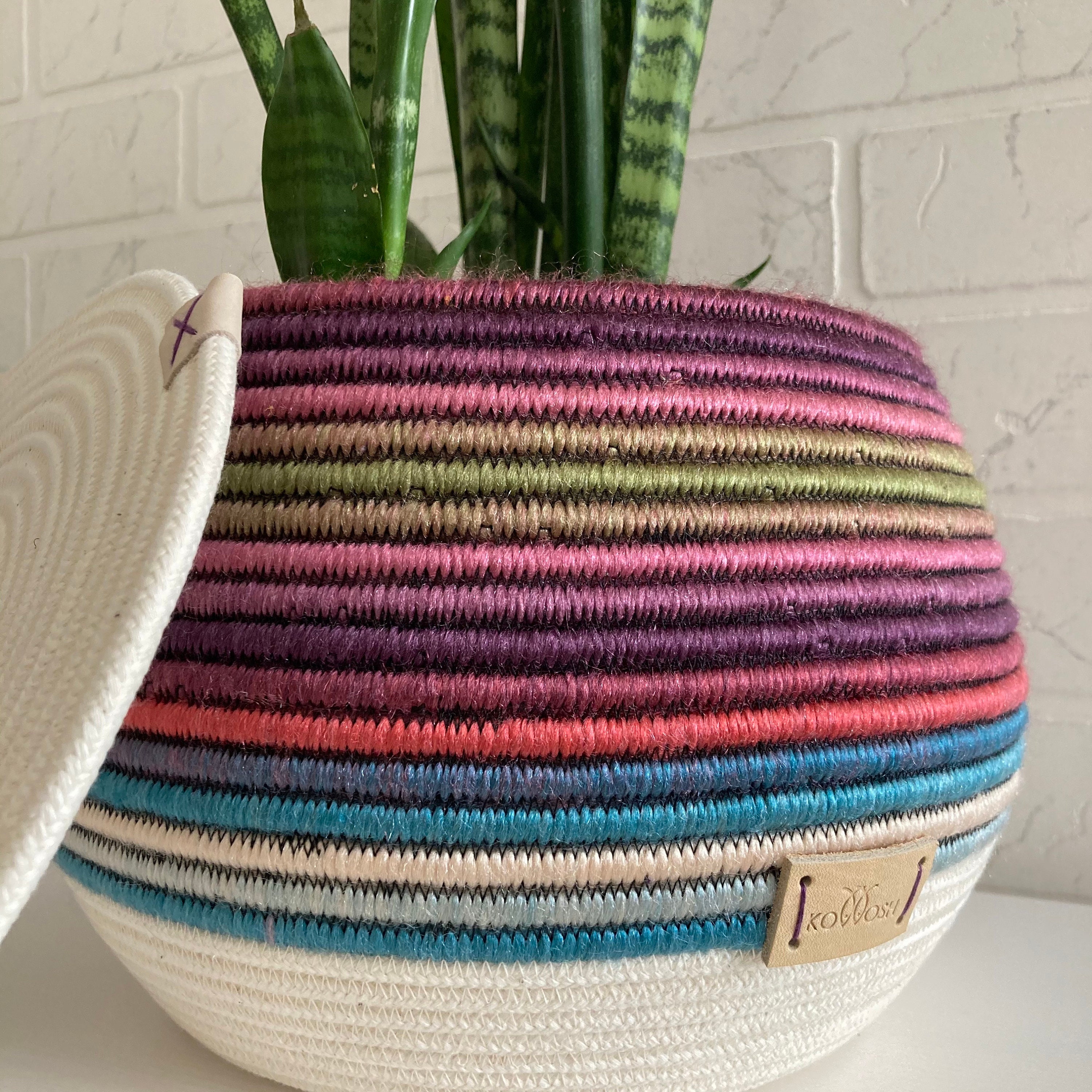 Rainbow Rope Basket With Lid Kids Room Decor Etsy