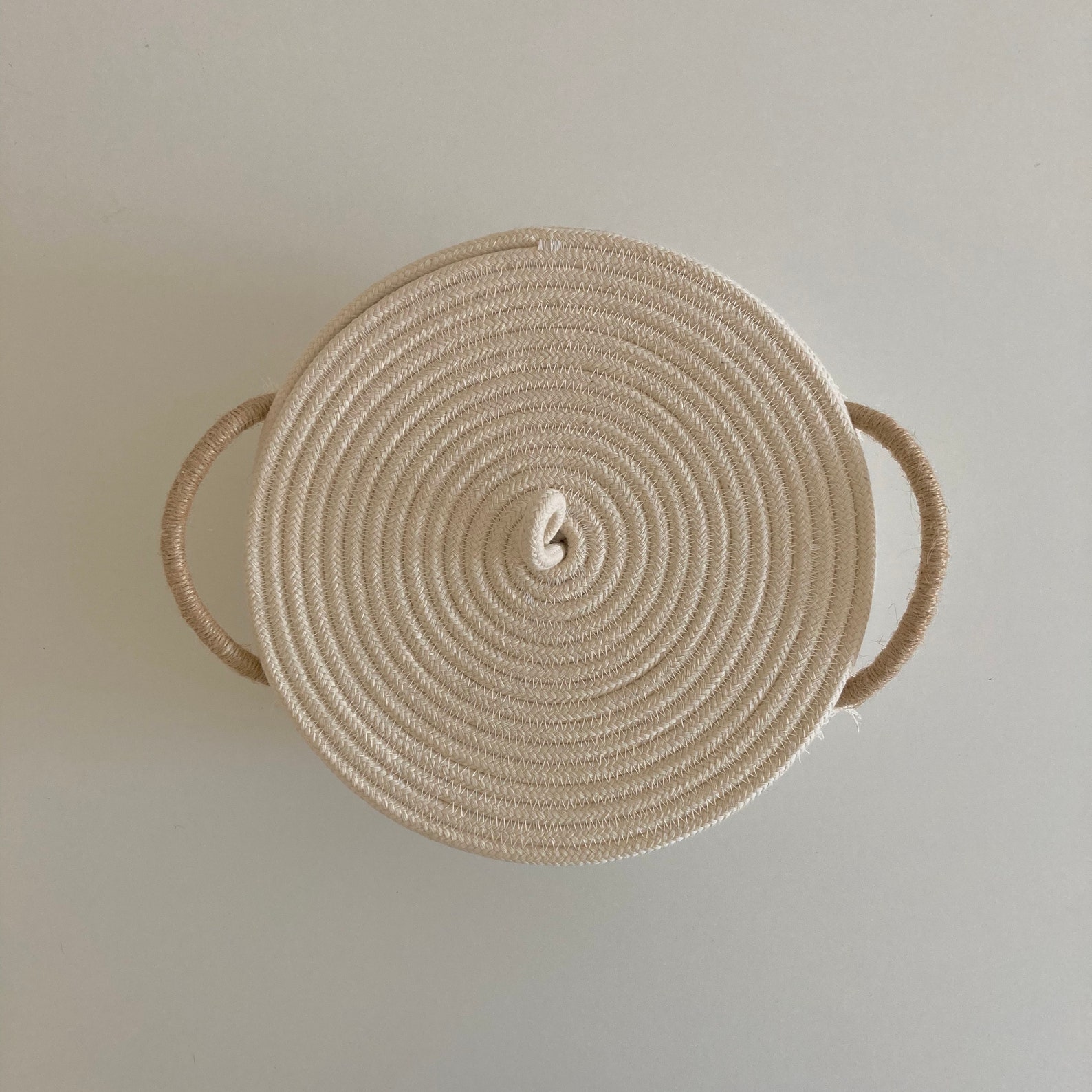 Cotton rope basket with lid and handles Etsy