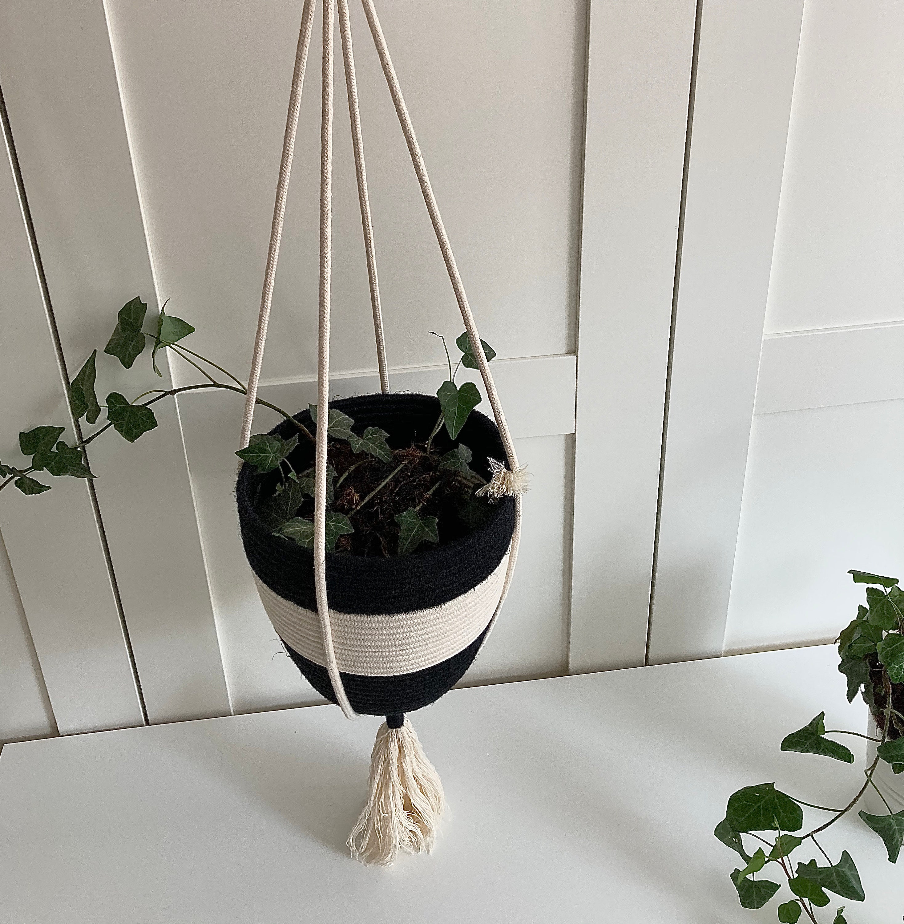 Hanging rope planter Rope basket Etsy