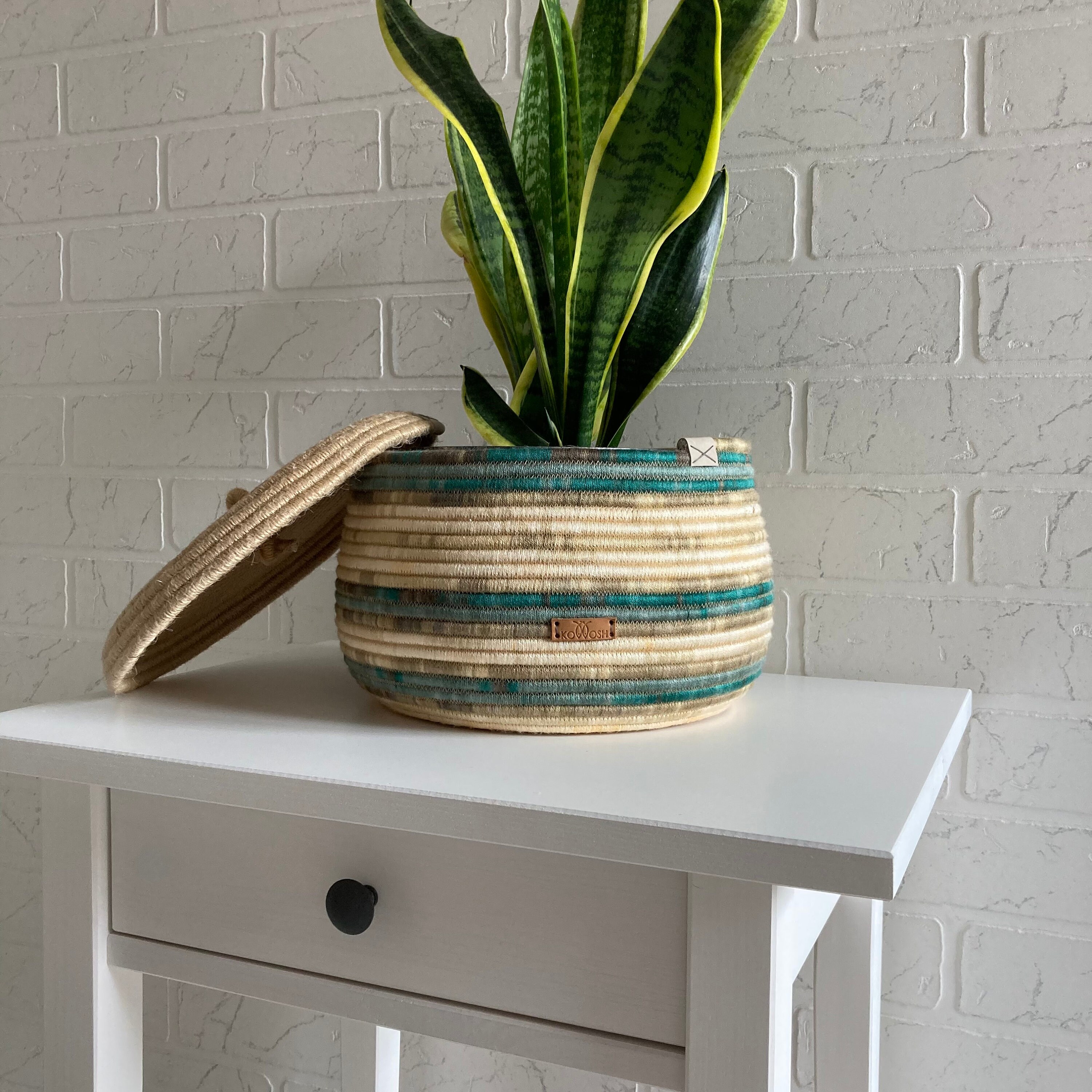 Cotton rope basket with lid Housewarming gift Etsy