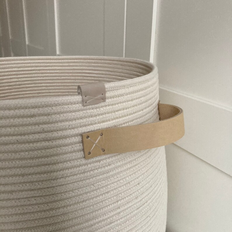 Blanket basket with lid White rope basket with handle Etsy