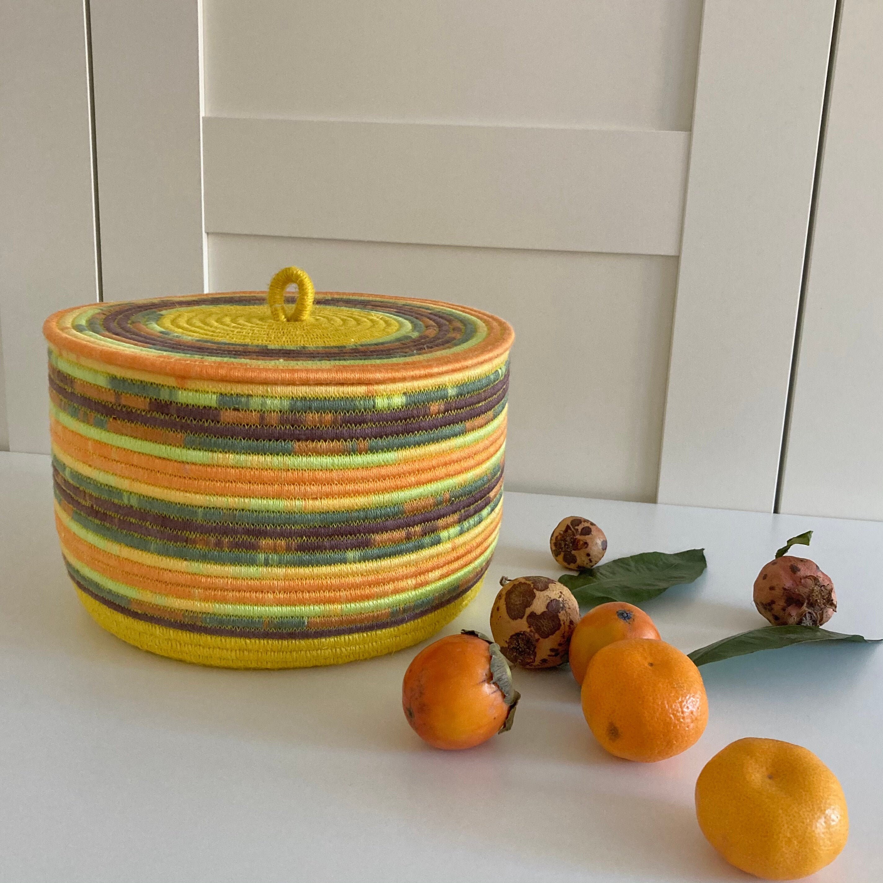 Orange basket with lid Yellow basket Etsy