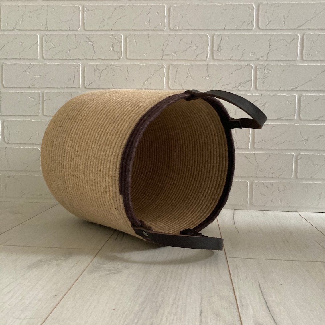 Jute basket with handle Floor plant basket Housewarming gift Etsy