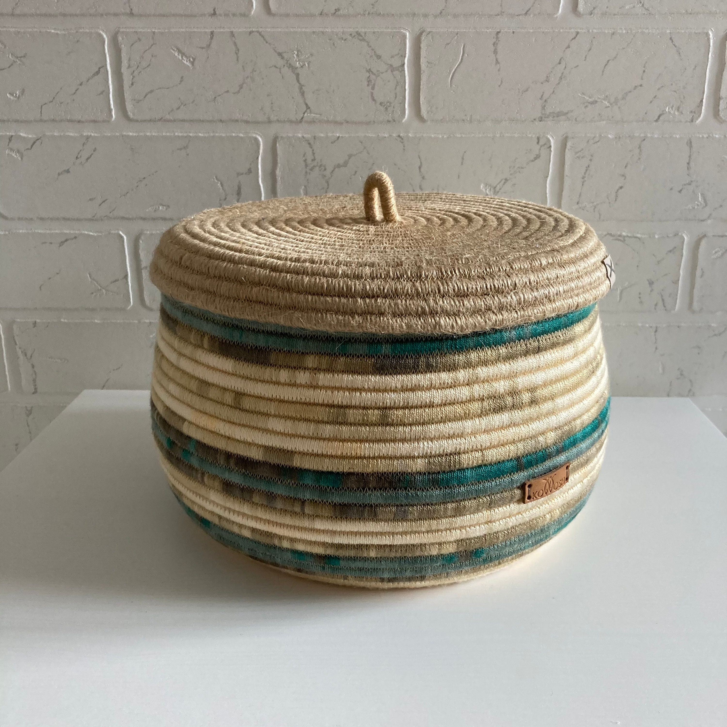 Cotton rope basket with lid Housewarming gift Etsy