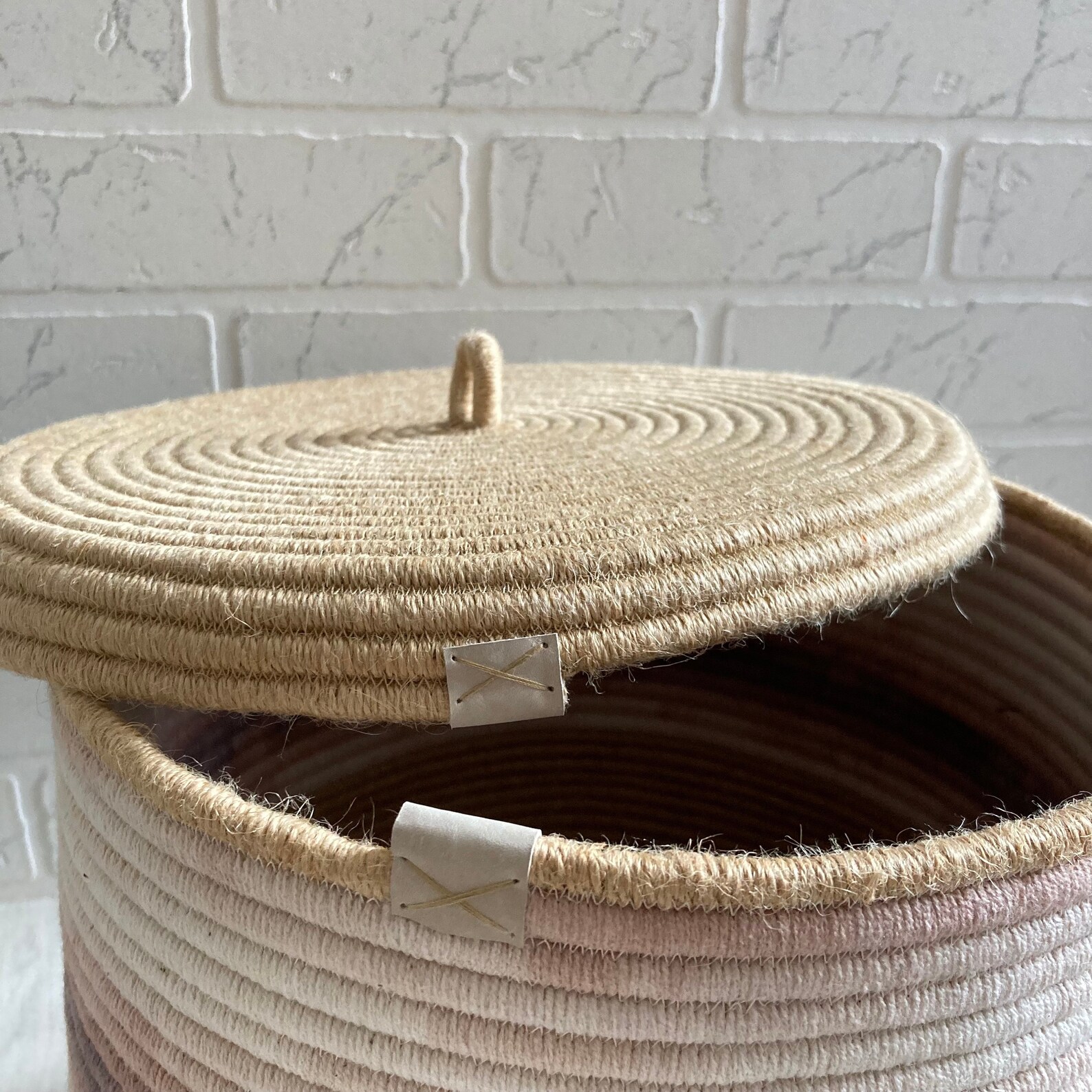 Large Rope Basket With Lid Housewarming Gift Cozy Basket Etsy