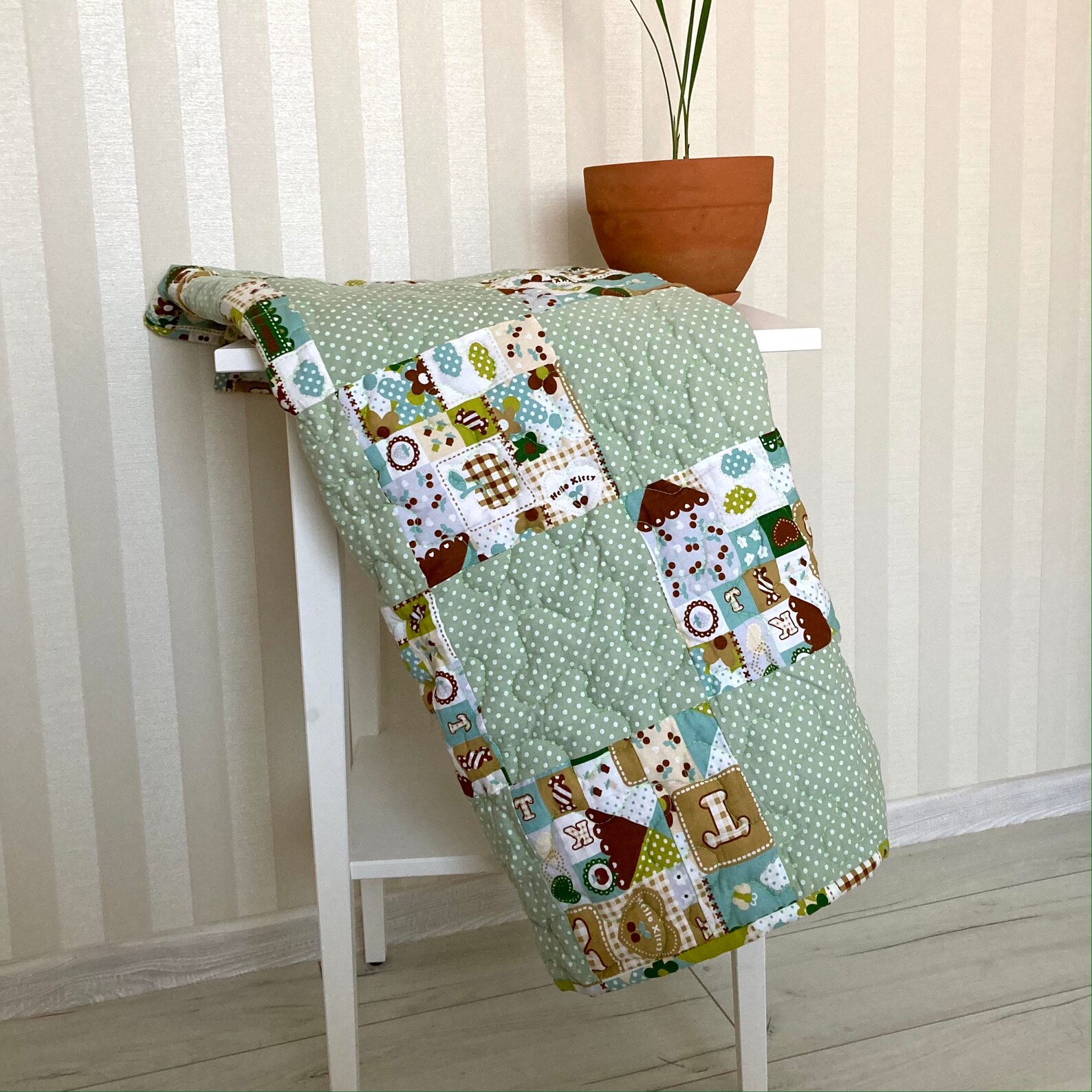 Baby quilt Olive green blanket Moss green blanket Etsy