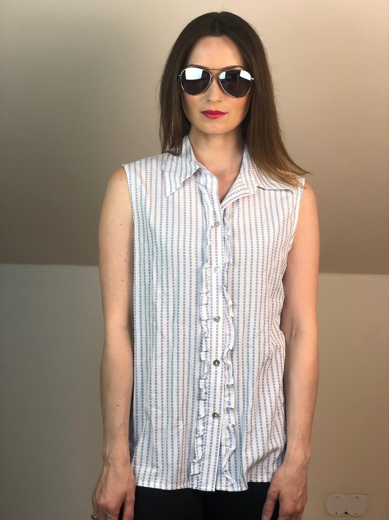 Women Size L Italy palermo beach 90s tank Rose Casual shirt buttons 90s