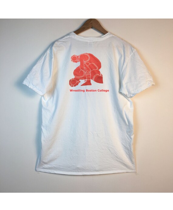 Wrestling student college college white T shirt te
