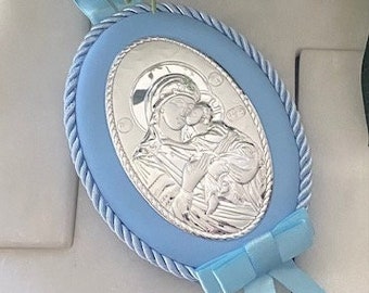 Orthodox Icon I Baby Icon | Baby Gift | Silver Plated Mary and Jesus Icon