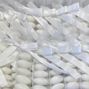 White or Ivory Slimline Organza Pouch | Bombonerie | Sugar Coated Almonds | Wedding Favours | Christening Favours