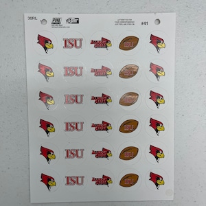 Hoja de pegatinas Redbirds de la Universidad Estatal de Illinois