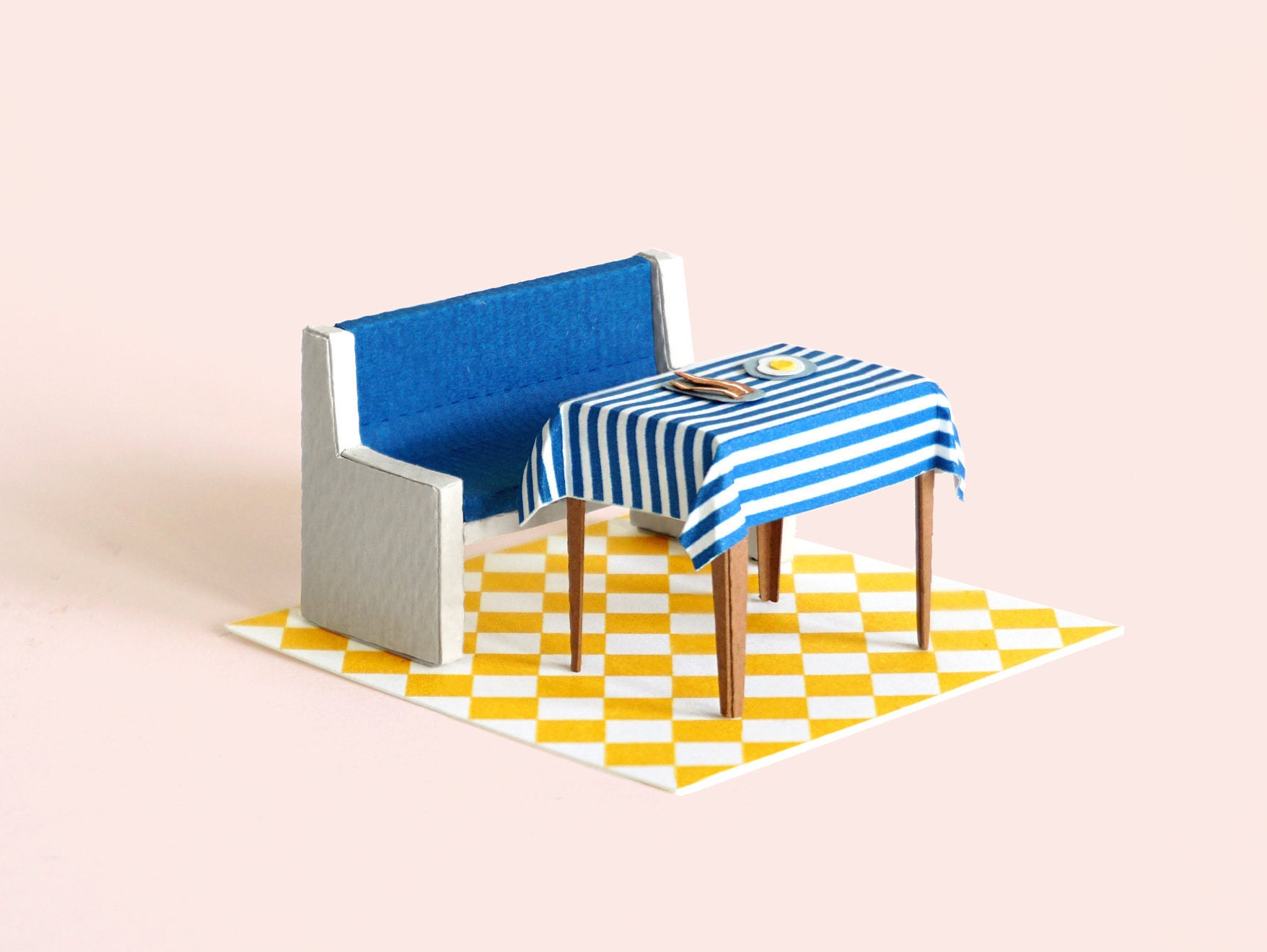 Dining Table & Bench template, 1:24 scale, PDF file, SVG and DXF file, for hand cut, cutting machine and laser cut