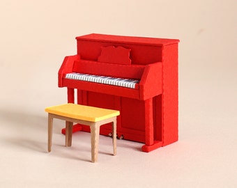 Vintage Piano & Chair set template, 1:24 scale, PDF file, SVG and DXF file, for hand cut, cutting machine and laser cut