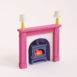 Fireplace & Iron stove template, 1:24 scale, PDF file, SVG file, for hand cut, cutting machine
