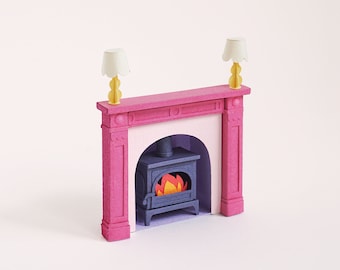 Fireplace & Iron stove template, 1:24 scale, PDF file, SVG file, for hand cut, cutting machine