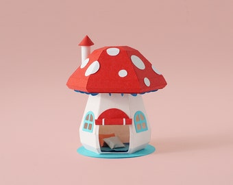 Kids Mushroom Play Tent template, 1:24 scale, PDF file, SVG file, DXF file for hand cut, cutting machine