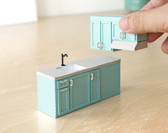Dollhouse Kitchen Cabinet Template, 1:24 Scale (PDF, SVG, DXF)
