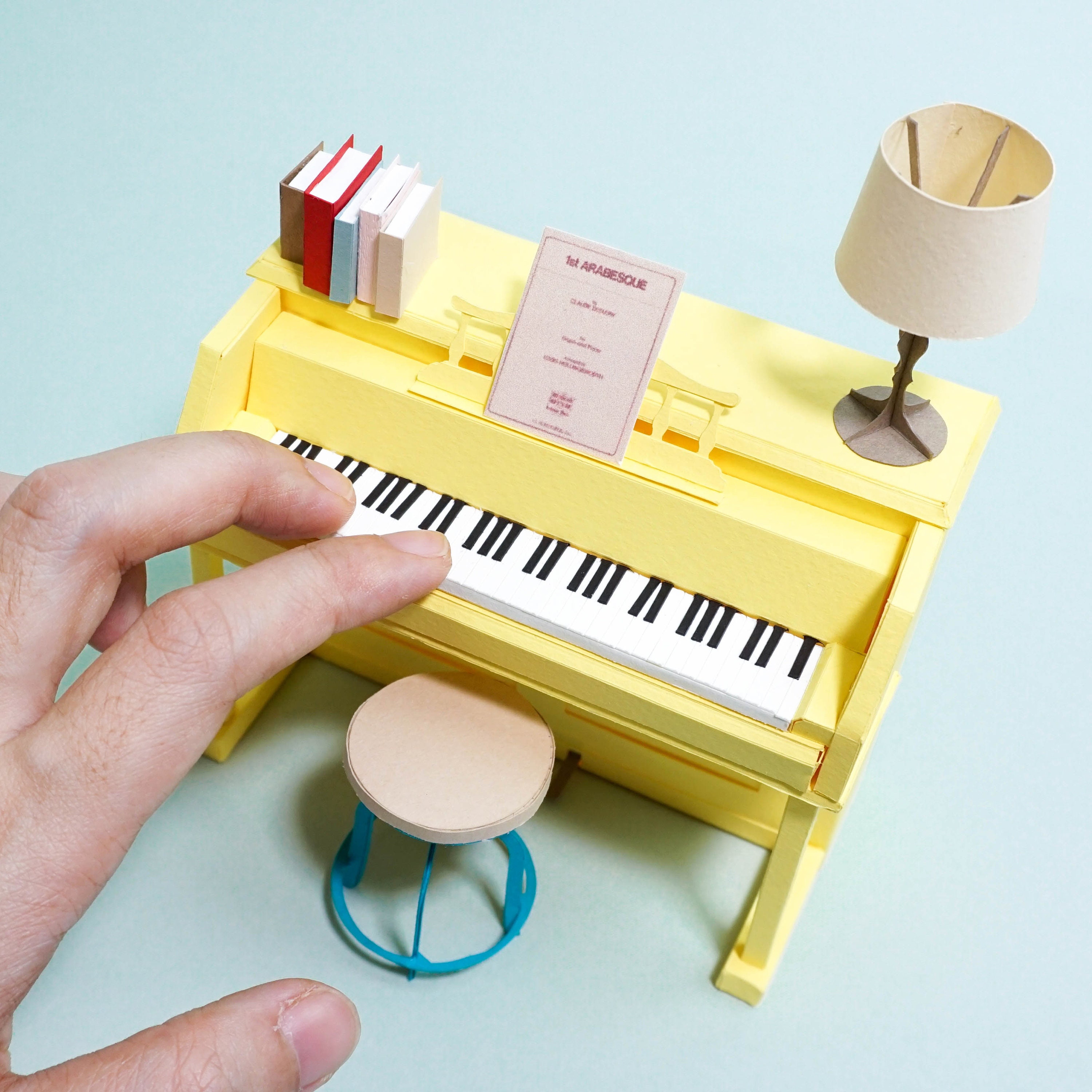 Paper piano set template including lamp books and chair | Etsy